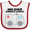thumbnail image 3 of Inktastic My Dad Saves Lives Ambulance Boys or Girls Baby Bib, 3 of 4