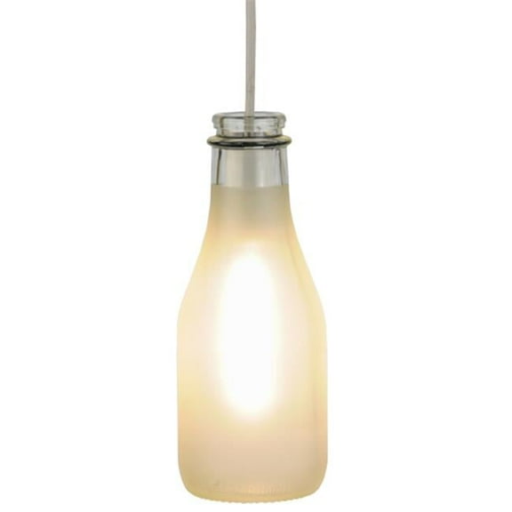 Meyda Lighting 5'W Milk Bottle Mini Pendant, Clear Sandblasted - 147520