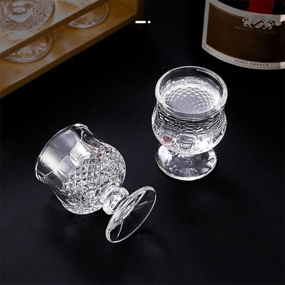 6 Pieces Of Sunflower Cups For Home Creative White Wine Cups Gold High-Foot Engraved One Or Two Small Wine Glass Sets 50 Ml Liquor Wine Glass