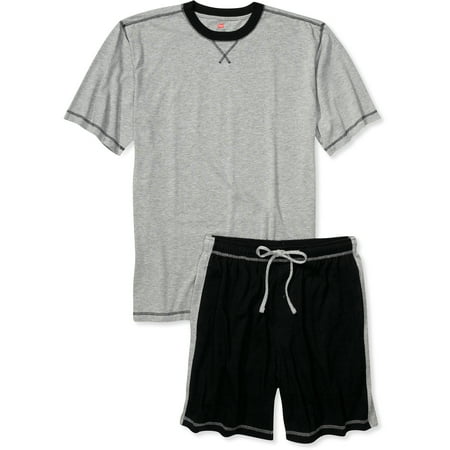 Big Men's Crew Tee and Shorts Sleep Set, Size 2XL