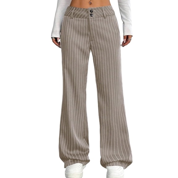 Women's high-waisted wide-leg casual striped pants