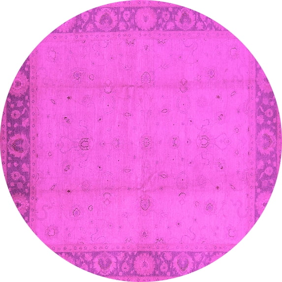 Ahgly Company Indoor Round Oriental Pink Traditional Area Rugs, 7' Round