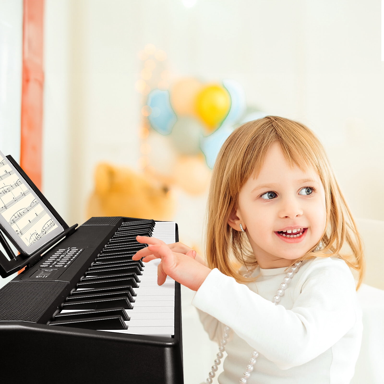 LINJH 61Key Folding Piano Semi-Weighted Standard Keyboards Digital Piano,Bluetooth,Bag