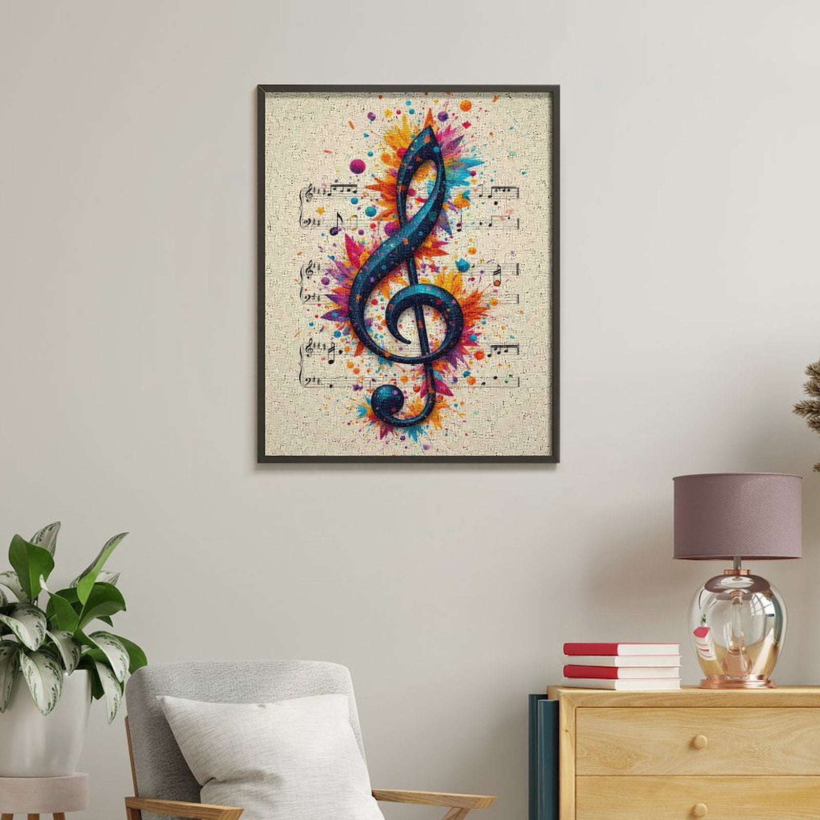 Paint By Numbers Kit for Adults Beginner - DIY Music Note Colorful Splash Art Canvas Painting Kits for Adults, Frameless Paint By Number for Adults for Home Wall Decor 16x20 Inch