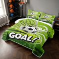 thumbnail image 3 of Manfei Football Sports Quilt Full, Goal Print Full Bedspread Sets, Green White, Reversible 3-Piece, 1 Coverlet and 2 Pillowcases, 3 of 7