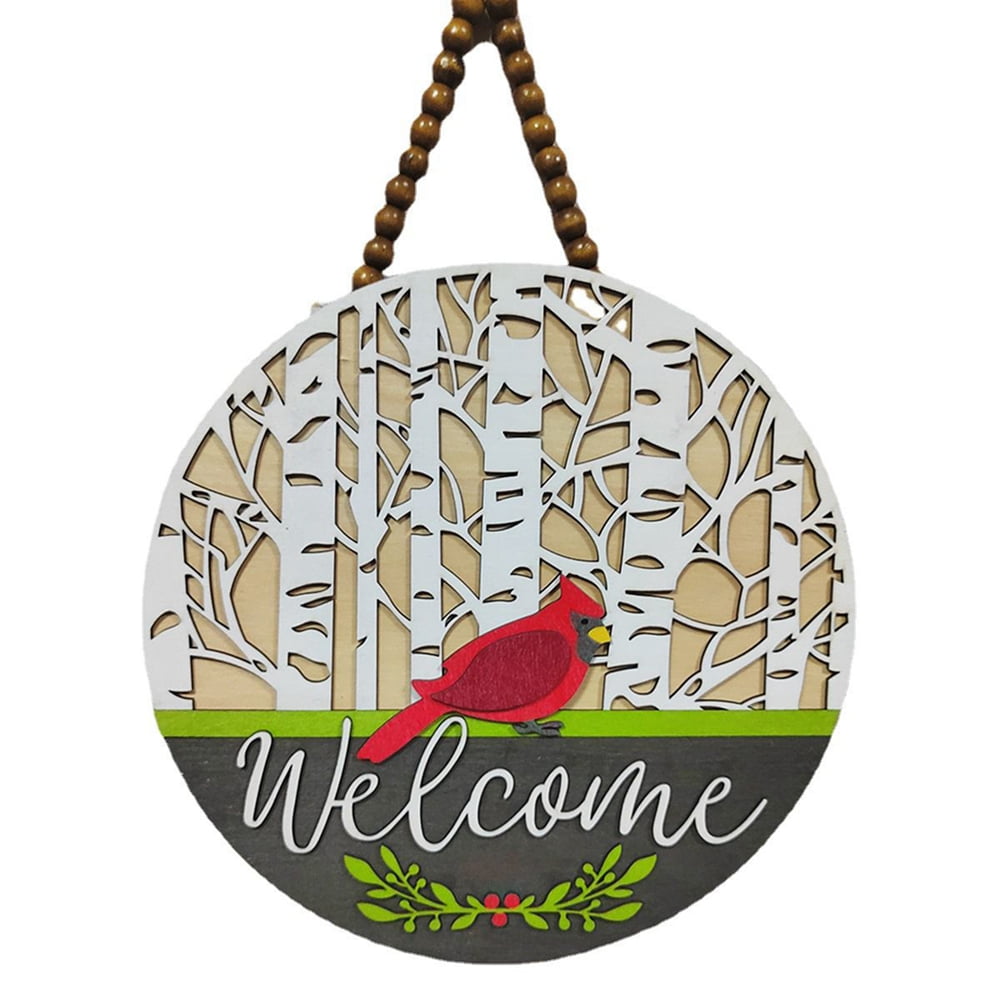 Welcome Sign for Front Door Decorations, Rustic Round Wood Holiday Sign ...