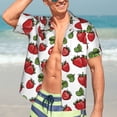thumbnail image 5 of Picia Hand Drawn Strawberry Gentle Cotton Regular Fit Short Sleeve Casual Hawaiian Shirt for Men-Large, 5 of 9