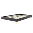 thumbnail image 3 of Platform Bed Frame, Full Size, Velvet, Dark Grey Gray, Modern Contemporary Urban Design, Bedroom Master Guest Suite, 3 of 7
