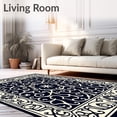 thumbnail image 2 of ODIKA 8x10 Machine Washable Non-Slip Area Rug, Elegant Inspired Symmetrical Decorative Scroll High Traffic Rug with Pad, Black, 657190, 2 of 8