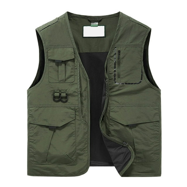 Men's Lightweight Casual Outdoor Travel Work Vest Jacket with Multiple Pockets for Spring Summer Fall