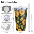 thumbnail image 4 of 16oz Tumblers Black Sunflower Stainless Steel Vacuum Insulated Double Wall Travel Tumbler Cups Mug with Lid and Straw,Cleaning Brush for Coffee,Tea, 4 of 4