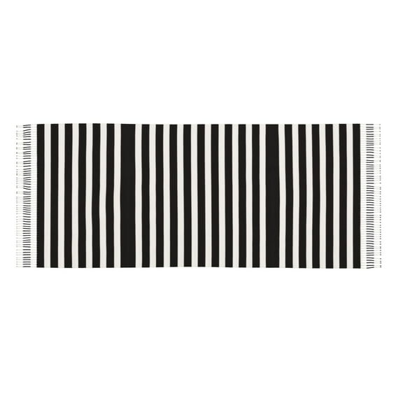 Women Black And White Stripes Scarf Large Shawls For Travel Office