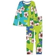 thumbnail image 4 of Renewold Women's Pajama Set Long Sleeve Sleepwear Ladies Soft Cozy Up Pjs Bohemian Morning Glory Print Lounge Set Casual Outdoor Jogger Sweatpants Size 4XL, 4 of 5
