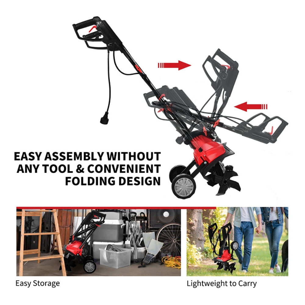 Resenkos 14-Inch 10 Amp Corded Electric Tiller and Cultivator 9-Inch Tilling Depth
