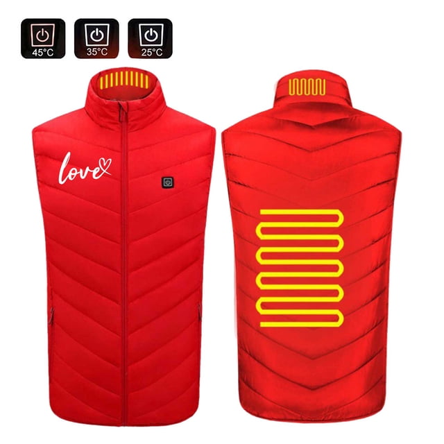Chaquetas y abrigos casuales sin mangas y sin capucha, con calefacción inteligente a temperatura constante, a prueba de viento y USB, talla grande, para hombre y mujer, chaqueta calefactable de invier