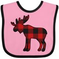 thumbnail image 3 of Inktastic Moose Silhouette Plaid Boys or Girls Baby Bib, 3 of 4