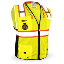 KwikSafety (Charlotte, NC) BIG KAHUNA Safety Vest (11 Pockets) ANSI Class 2 OSHA Reflective High Visibility Heavy Duty Surveyor Construction Mesh Hi Vis Zipper Men/Men's Work Gear | Yellow XL