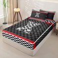 thumbnail image 2 of Homewish Racing Flag Zipper Full Size Comforter Sets with Fitted Sheet and 2 Pillowcases for Kids Boys, Monogrammed X Zipper Bedding Set,4pcs, Black Reversible, 2 of 6