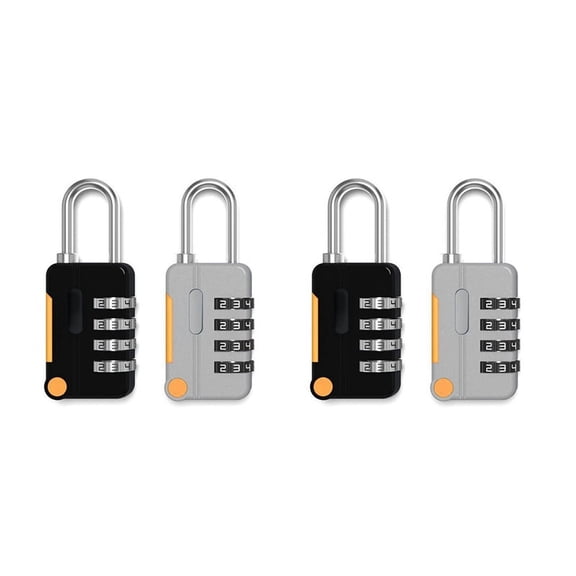 Combination Padlock, 4 Pack Small Waterproof Padlocks for School Gym Locker, Gate, Shed, 4 Digit Code Security Locks