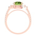 thumbnail image 4 of 2.6 ctw with Simulated Diamond Halo Accents Anniversary Ring for Women | Round Cut Natural Peridot | Hyperallergenic Solid 18K Rose Gold, 4 of 5