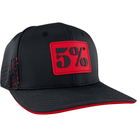 5% Nutrition Vented Rubber Patch Snapback Adjustable Flat Bill Cap for Men & Women Flexfit Baseball Hat Black