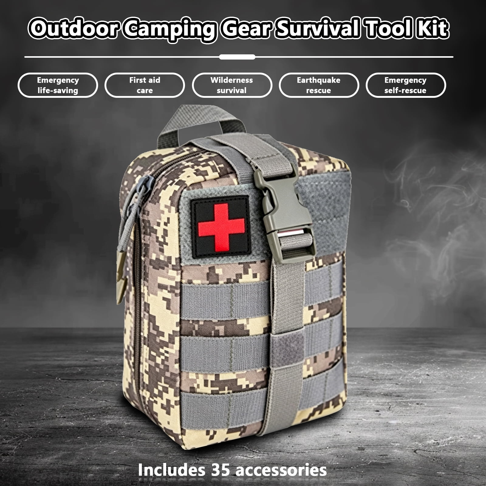 Emergency Survival Kit and First Aid Kit,Professional Survival Gear and Supplies Equipment with Molle Pouch, Gift for Christmas Men Dad Husband Camping Hiking Hunting Outdoor Adventure