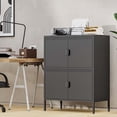 thumbnail image 7 of Elegant Metal Locker Cabinet with 4 Doors, Metal Accent Cabinets,Home Office Storage Lockers Sideboard for Kitchen, Living Room, Entryway,Black, 7 of 7
