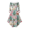 thumbnail image 5 of Lorytime 50s Cocktail Dresses for Women Christmas tree Plush V-Neck A Line Dress Long Sleeve Party Dresses, 5 of 5