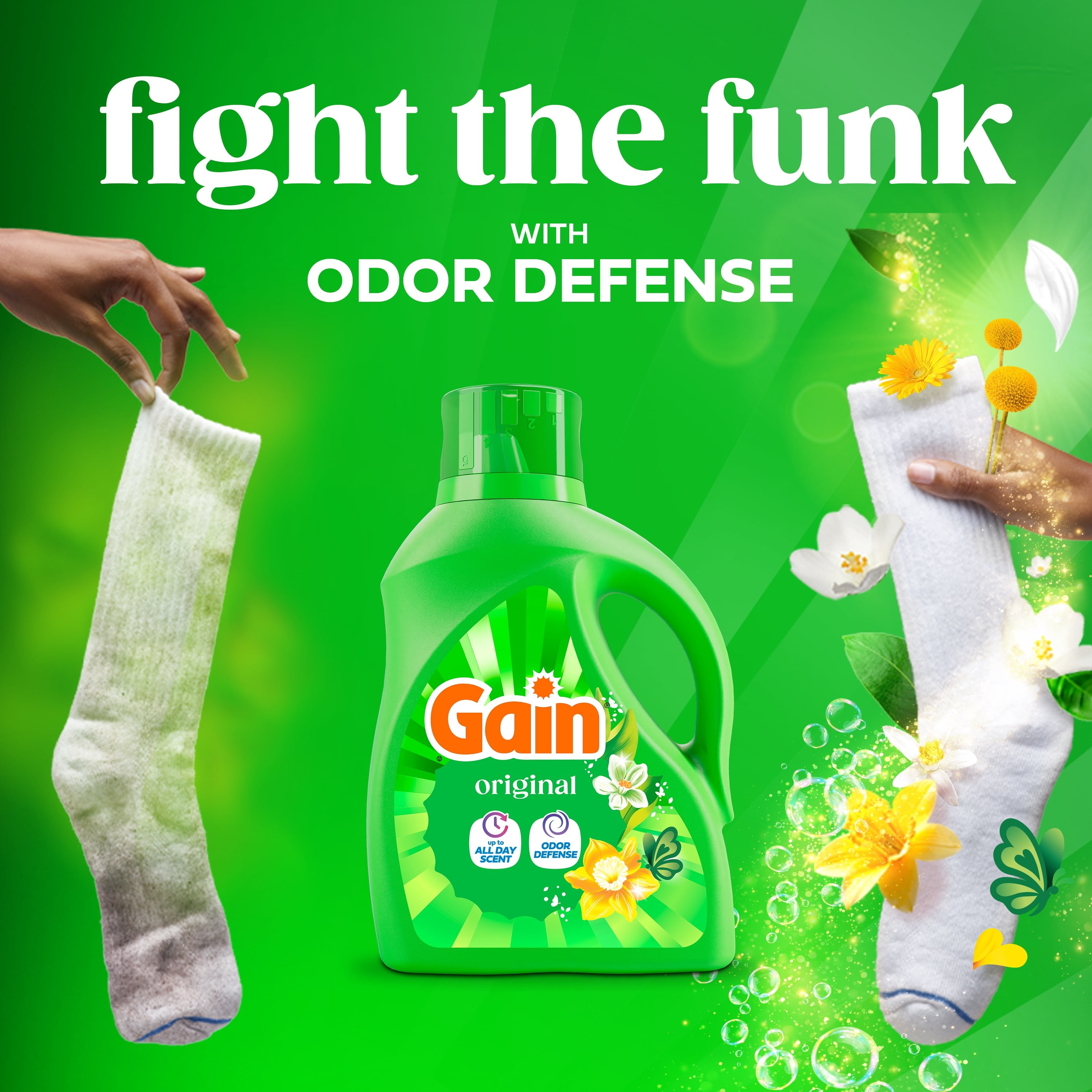 Gain Liquid Laundry Detergent, Now with Odor Defense, Original Scent, 177 fl oz, 134 Loads