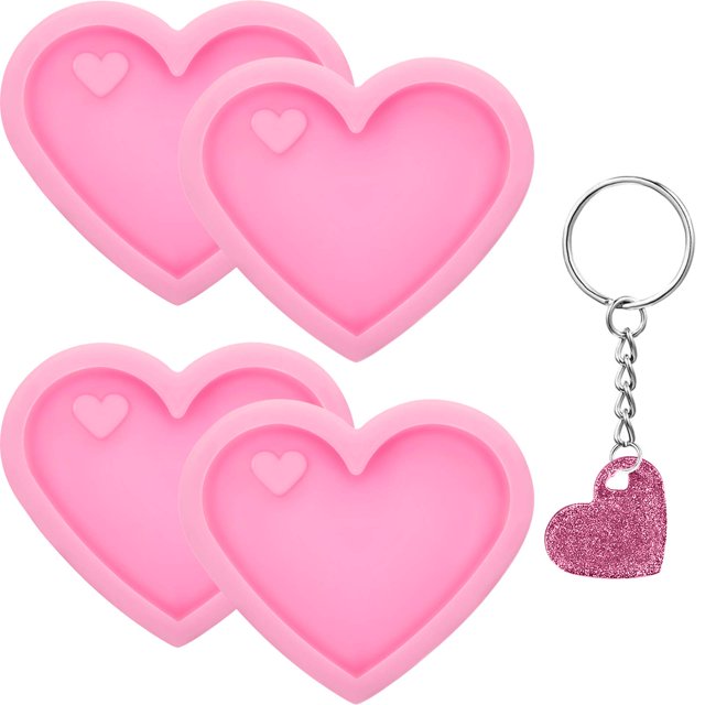 4 Uds. Llavero de amor con forma de corazón para el Día de San Valentín, molde de silicona con agujero, molde de caramelo de Chocolate, molde de silicona para hornear Fondant Sincero Hogar