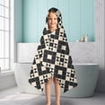 thumbnail image 6 of Black Beige Checkerboard Checkered Pattern Hooded Bath Towel，50"x30" for Ages 3 To 12 Kids, Quick Dry Lightweight Soft Microfiber Hood Beach Towel Cover Up for Kids, 6 of 7