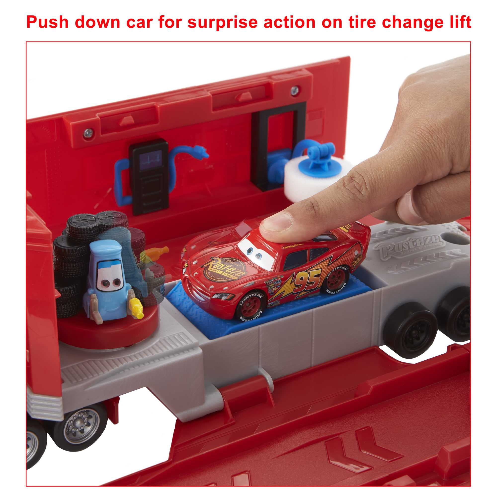 Disney Pixar Cars Transforming Mack Playset, 2-in-1 toy Truck & Tune-Up Station with Launcher