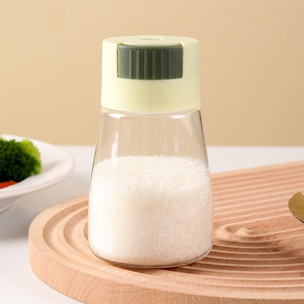 Mejor dispensador de especias de cristal con control por botón de 0,5 gramos para cocina, barbacoa y camping