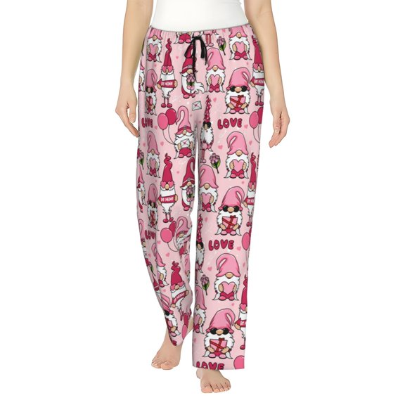 Logiee Garden Gnomes Print Women Pajama Pants,Comfy Pj Bottom with Pockets & Drawstring,Stretch Casual Sleepwear-Small