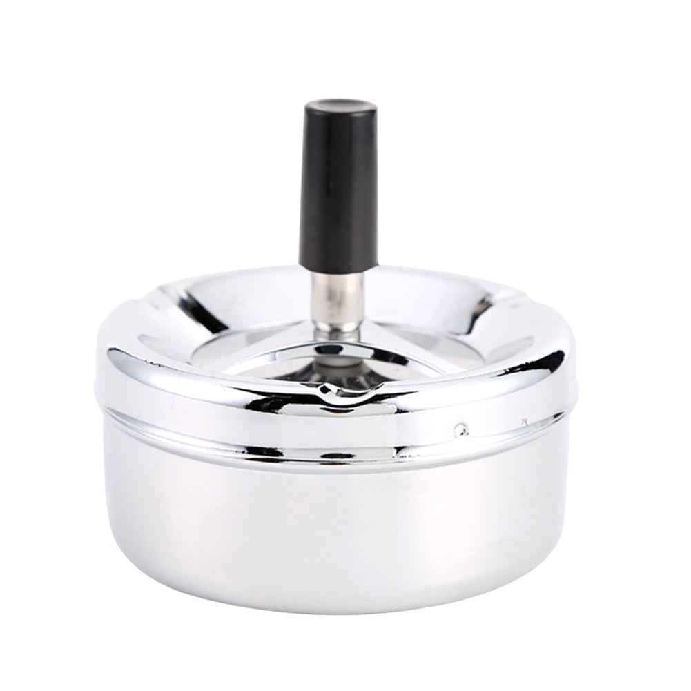 Silver scgtpapadc Creative Stainless Steel Windproof Rotation Lid Home Hotel Ashtray Smoker Gift