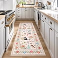 thumbnail image 3 of Garvee 2'x6' Floral Runner Rug Animal Cat Carpet, Washable Boho Rugs Non Slip Low Pile Soft Indoor Floor Mat for Hallway Bedroom Kitchen, Beige, 3 of 6