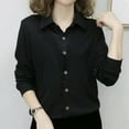 thumbnail image 4 of Fashion Simplicity Solid Color Fake Two Pieces Tops Women‘s Clothing Spring Button Spliced All-match Polo-Neck T-shirt Female, 4 of 6