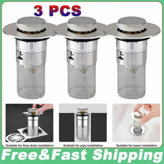 3Pcs Bathroom Sink Stopper Pop Up Sink Drain Filter For 1.1~1.5 Inch Drain Hole