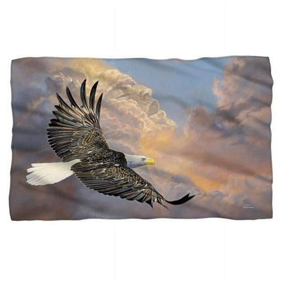 Trevco WW368-BKT1-36x58 36 x 58 in. Wild Wings & Majestic 2 Polyster Fleece Blanket, White