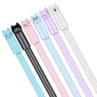 Lopenle 12PCS Kawaii Cat Pens Cat Tail Gel Pen For Cat Lovers Cute Animal  Pens Fun Black Ink Rollerball Pens For De