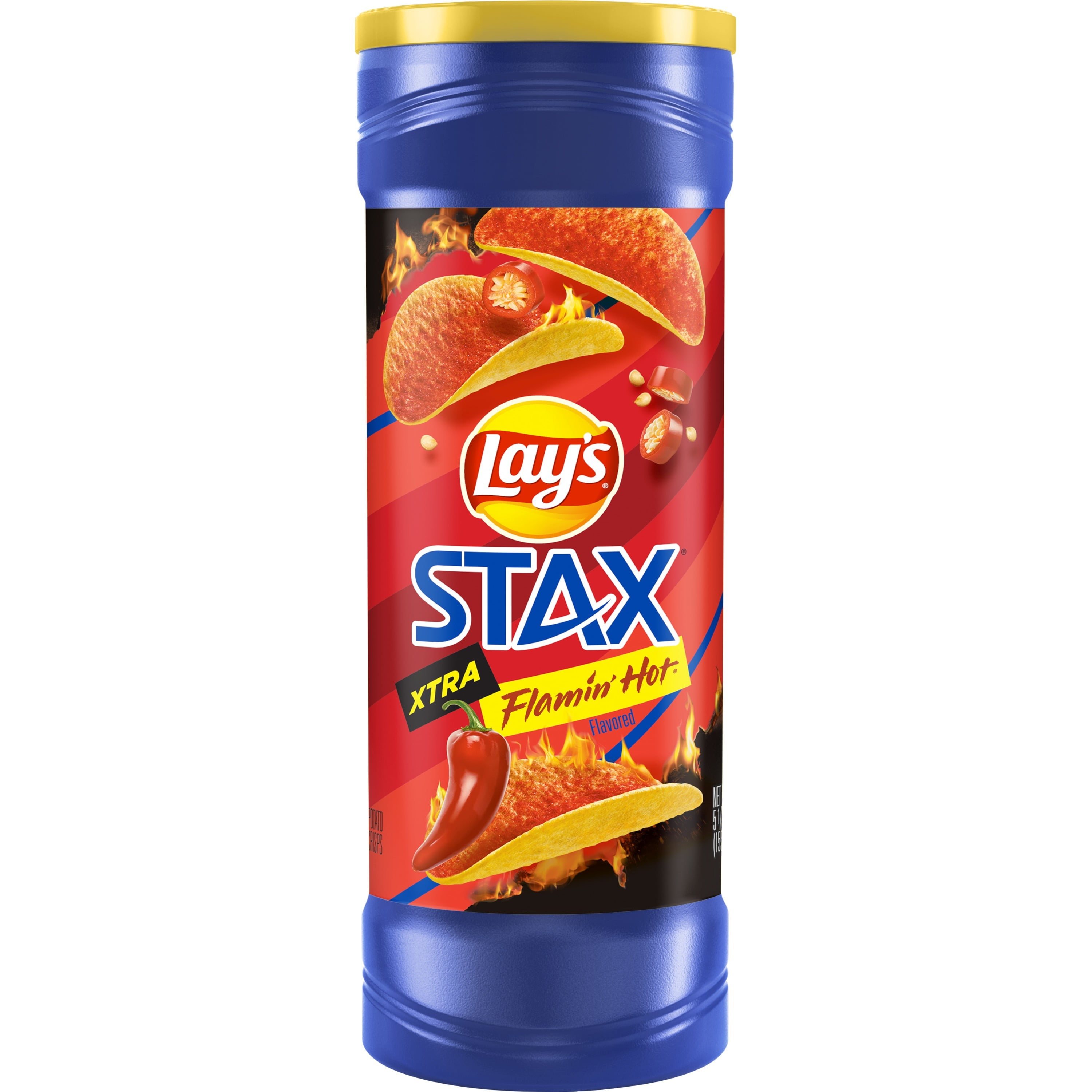 Lays Stax Xtra Flamin Hot Potato Chips 55 Oz Canister