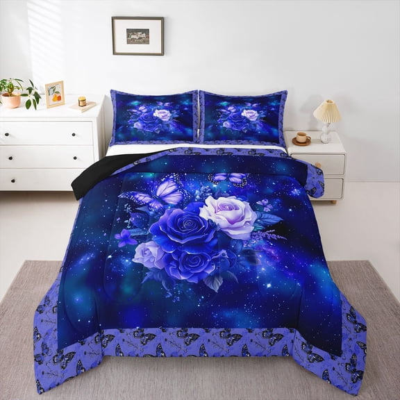 Castle Fairy Floral Rose Butterfly Twin Comforter Sets,Romantic Festival Bedding Set