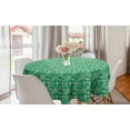 thumbnail image 1 of Tropical Round Tablecloth, Exotic Fan Palm Leaves Foliage Plants Hawaiian Rainforest Jungle Design, Circle Table Cloth Cover for Dining Room Kitchen Decor, 60", Sea Green Pale Green, by Ambesonne, 1 of 2