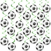 20PCS Soccer Hanging Swirls - Double-Sided Soccer Ball Cutout Streamers, Football Club Ceiling Decor for Fans/Players, Sports Themed Party Supplies | Electronics Accessories