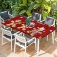 thumbnail image 2 of Gingerbread Red Table Cloths for 6 Foot Rectangle Tables, Christmas Winter Snowflake Patio Waterproof Elastic Fitted Tablecloths, Washable Rectangular Table Cover for Camping, 2 of 8