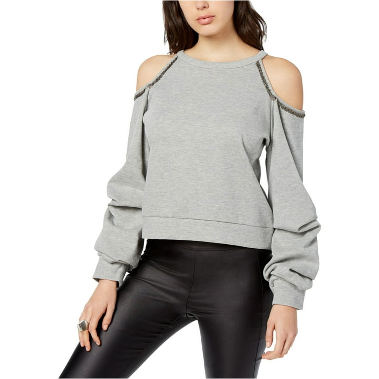 bar III Womens Cold Shoulder Sweatshirt Grey X Small Walmart