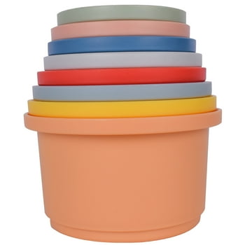 Hopscotch Lane 8 Pk Bath Stacking Cups, Plastic |Baby & Toddler 6+ Months, Unisex