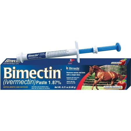 Bimectin Ivermectin Paste Horse Wormer (1.87 Ivermectin) Single dose, 1.87 Ivermectin. Anthelmintic and boticide. Controls large and small.., By