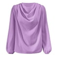 thumbnail image 3 of Purple Womens Tops Women's Blouse Ruffle Folds V Neck Casual Tops Chiffon Shirt Loose Casual Tops Shirts for Women, 3 of 4