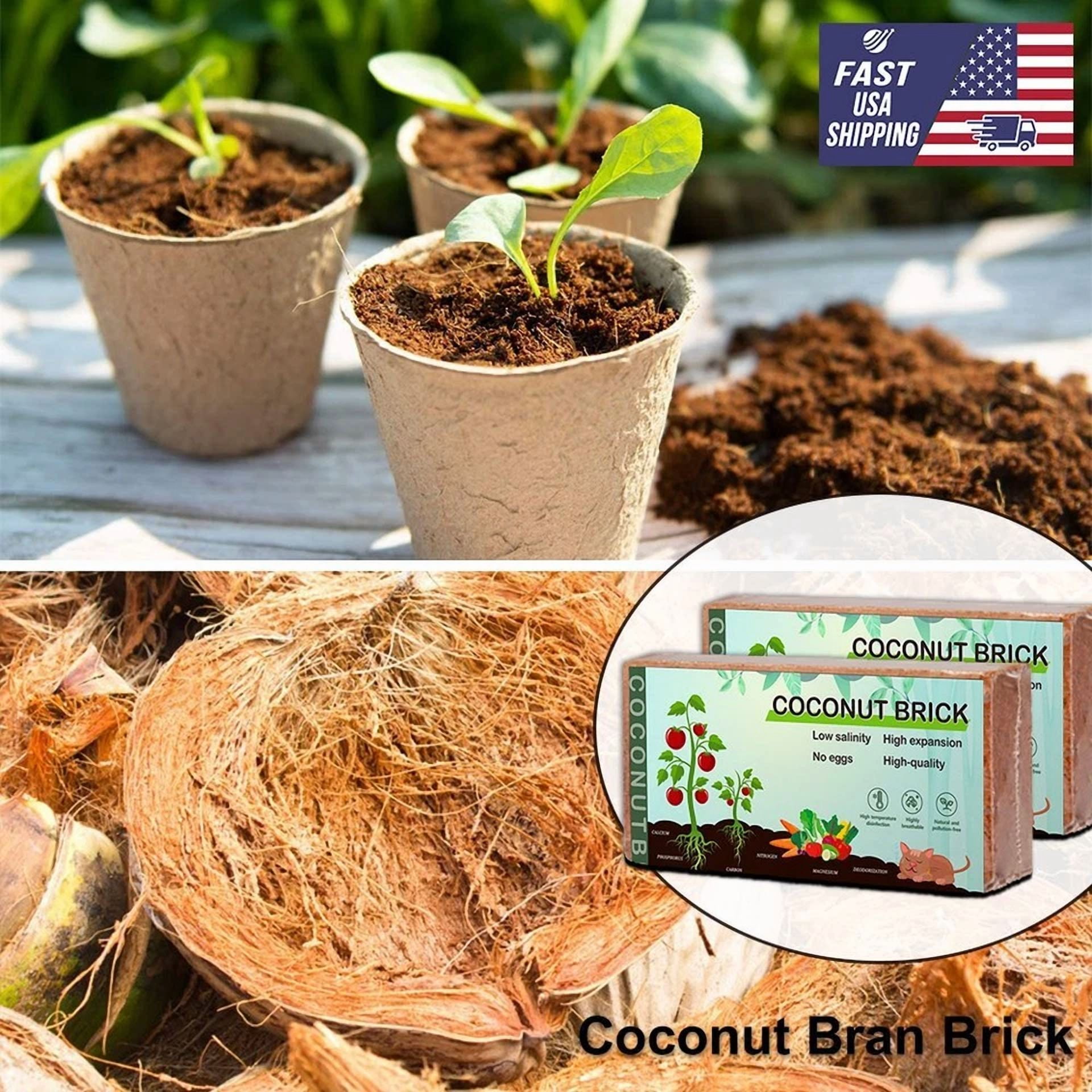 PURELY- 2-Pack 650G Coconut Growing Media Fiber Potting Soil Gardening Coco Coir Bricks